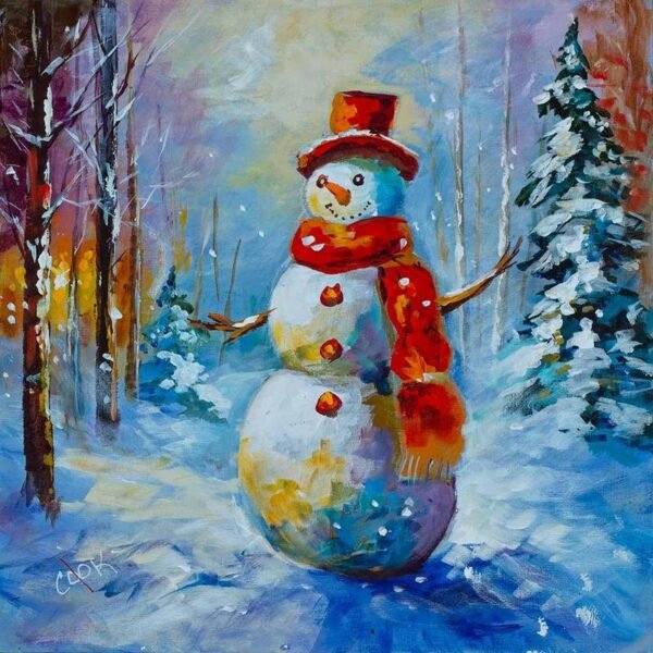 Fine Art Acrylic Snowman