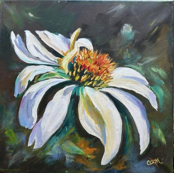 White Cornflower painting by Ginger Cook